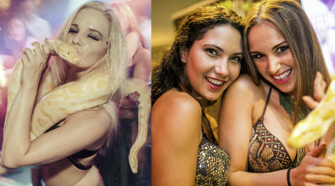 Danseres en slang bij u thuis